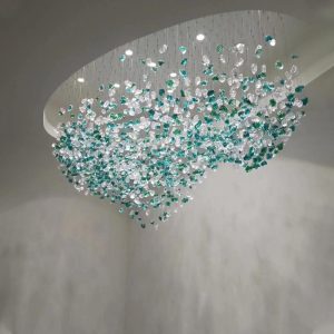 Đèn thả đá cuội thủy tinh nghệ thuật DTK-11