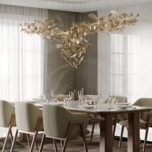 Đèn thả lá tràm thủy tinh nghệ thuật DTK-25