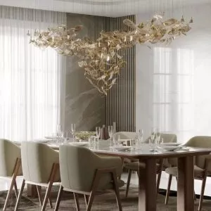 Đèn thả lá tràm thủy tinh nghệ thuật DTK-25