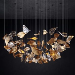 Đèn thả nghệ thuật lá bồ đề thủy tinh DTK-08