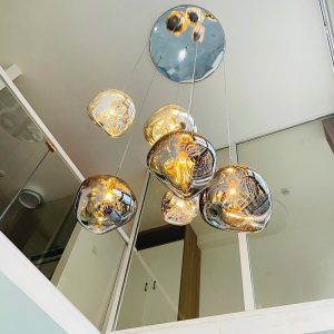 Đèn thả thủy tinh cầu sóng ngọc nghệ thuật DTK-14