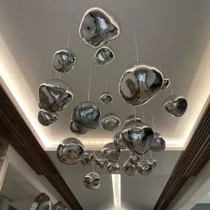 Đèn thả thủy tinh cầu sóng ngọc nghệ thuật DTK-14