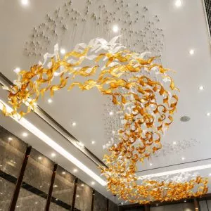Đèn thả thủy tinh lá liễu xoắn nghệ thuật DTK-10