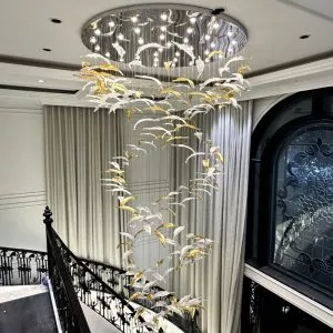 Đèn thả thủy tinh lá nghệ thuật DTK-03