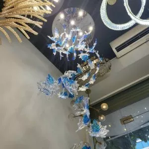 Đèn thả thủy tinh lá phong nghệ thuật DTK-04