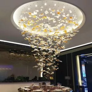 Đèn thả thủy tinh lá phong nghệ thuật DTK-04