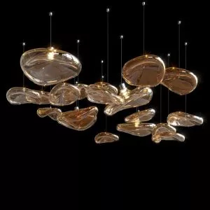 Đèn thả thủy tinh nghệ thuật màu hổ phách DTK-09