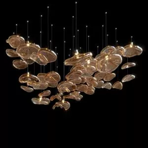 Đèn thả thủy tinh nghệ thuật màu hổ phách DTK-09